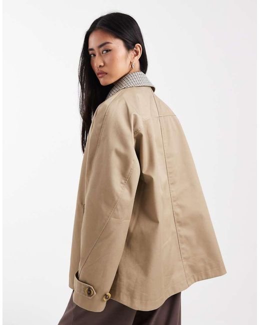 ASOS Brown Cape Detail Trench With Check Liner