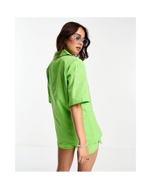 Esmée Esmee Exclusive Beach Linen Short Sleeve Shirt Co-ord in Green | Lyst  Canada