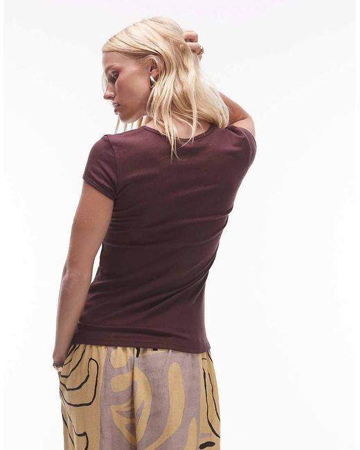 TOPSHOP Purple Premium Rib Short Sleeve Tee