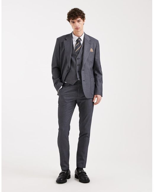 ASOS Gray Skinny Suit Waistcoat for men