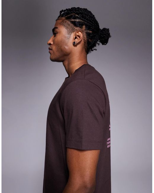ASOS Brown T-shirt With Text Graphic for men