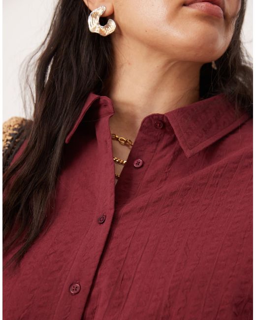 ASOS Red Curve Seersucker Wrap Back Stripe Shirt Co-ord