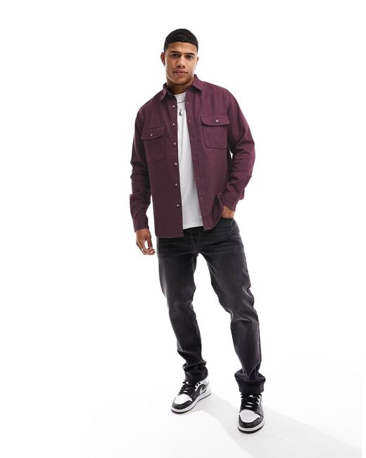 ASOS – baumwoll-hemdjacke in Red für Herren