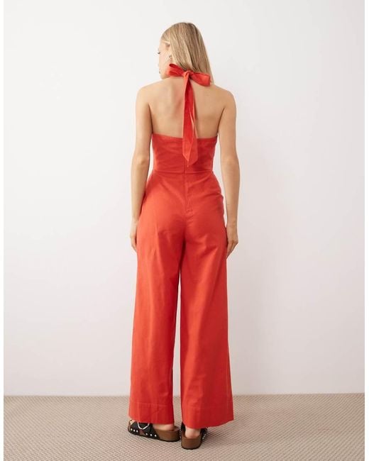 ASOS Red Halter Neck Jumpsuit