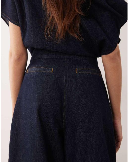 ARRANGE Blue Denim Pleat Detail Pants