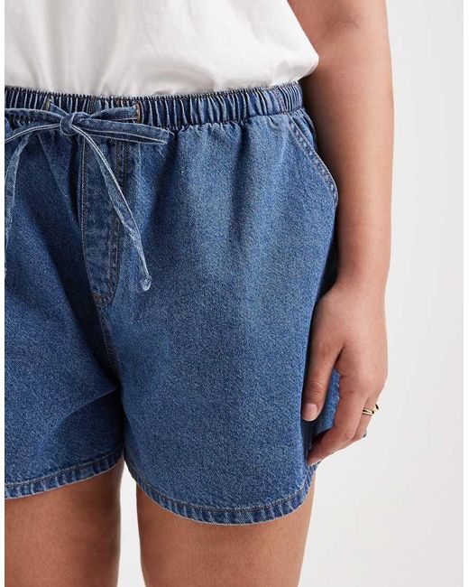 ASOS Blue Asos Design Curve Denim Pull On Short