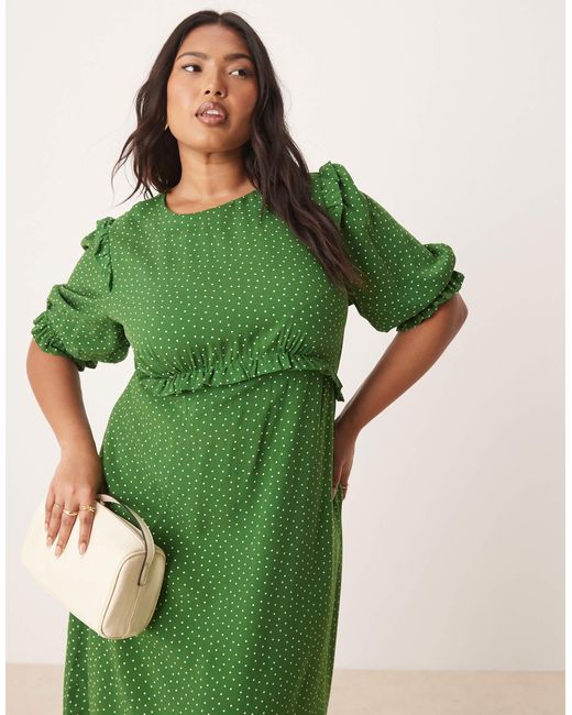 Nobody's Child Green Felicia Ruffle Detail Midi Dress