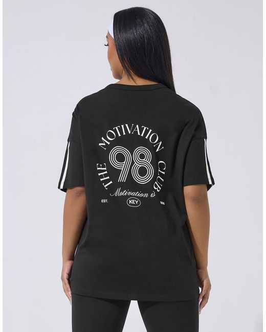 Yours Clothing Black Slogan Active T-Shirt