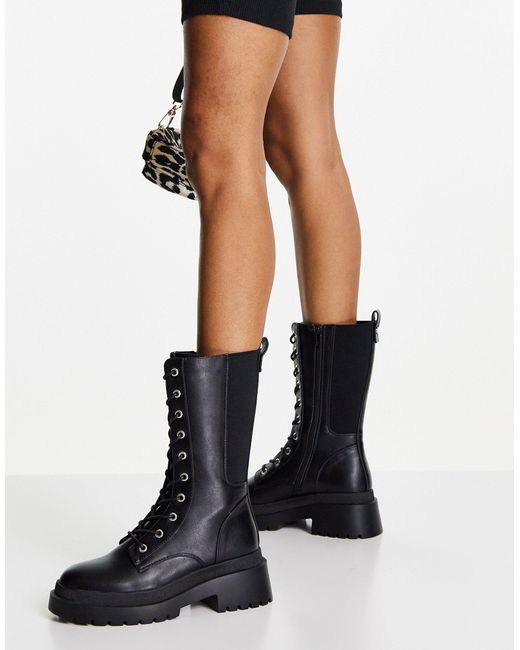 Botas por la rodilla negras con cordones rebound Miss Selfridge de color  Negro | Lyst