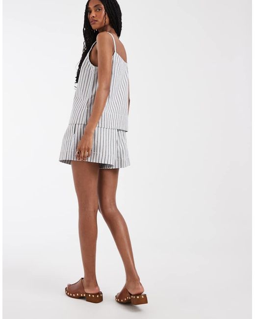 Pieces White Tie Waist Denim Shorts