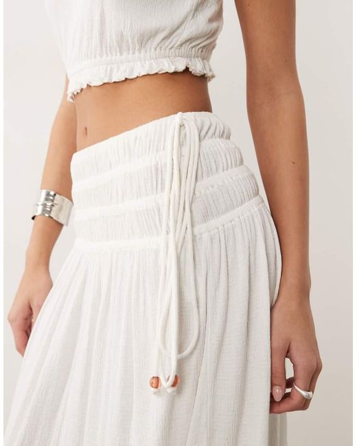 ASOS Natural Co-Ord Crinkle Shirred Waistband Maxi Skirt