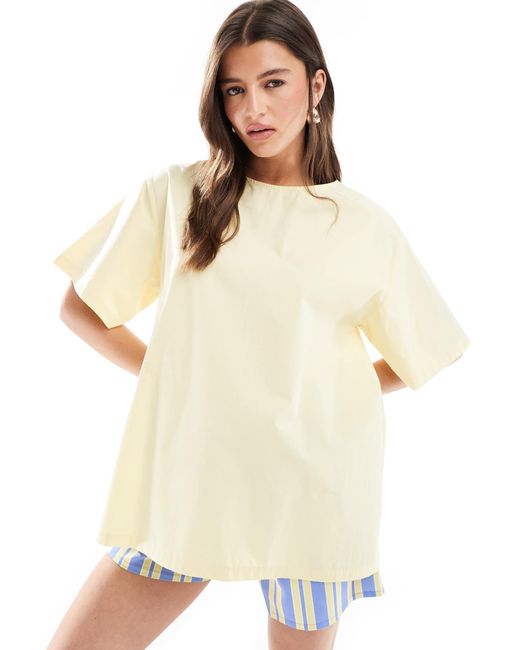 ASOS Natural Poplin Pleat Back Trapeze T Shirt