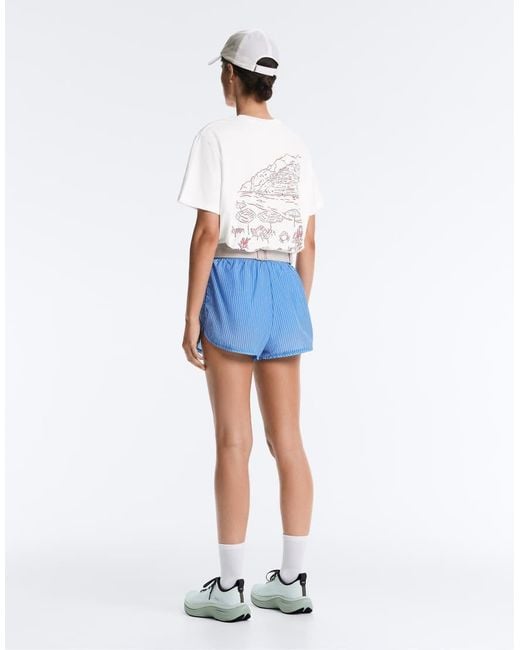 Oysho Blue Striped Technical Shorts