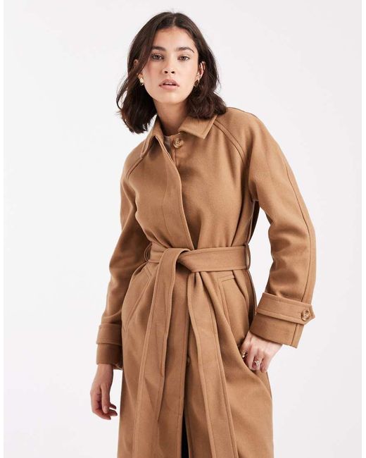 New Look Blue Button Front Belted Coat