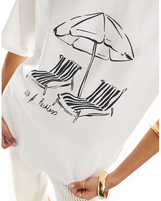 4th & Reckless White Bella Beach T Shirt Co-ord