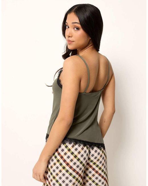 PixieGirl Green Petite Lace Trim Asymmetric Vest Top