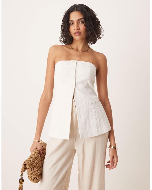 Stradivarius Natural Tailored Bandeau Top