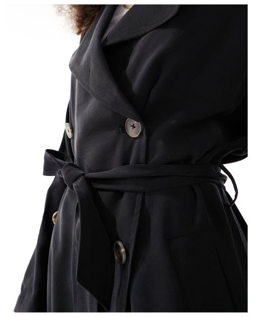 ASOS Black Soft Midi Trench Coat