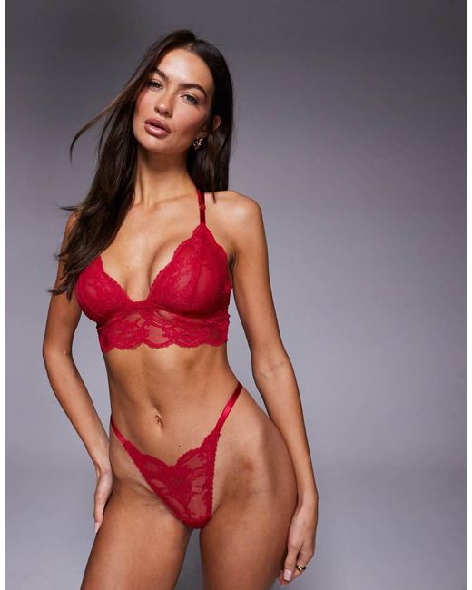 ASOS Red Lola Lace Longline Bralet
