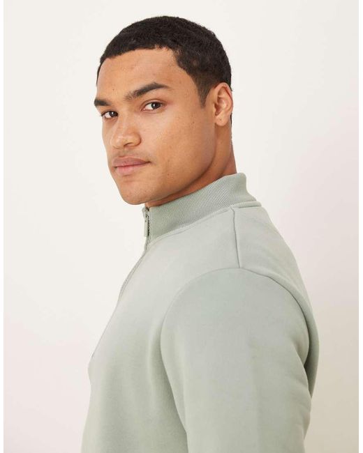 Brave Soul Gray Funnel Neck 1/4 Zip Sweatshirt for men