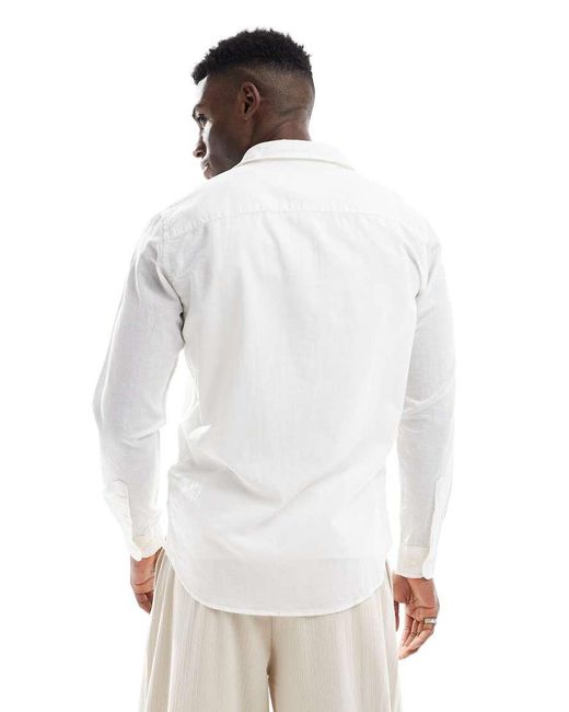 Jack & Jones Overhemd Van Linnenmix in het White voor heren