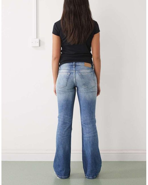 Weekday Blue Nova Low Waist Slim Bootcut Flare Jeans