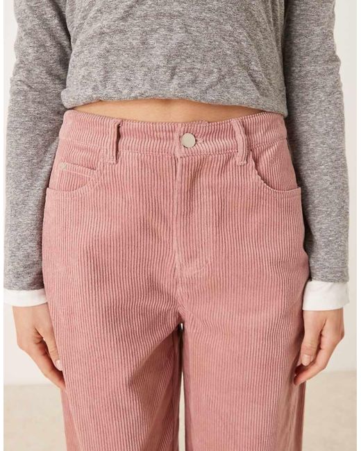 Threadbare Pink Cord Barrel Leg Trousers