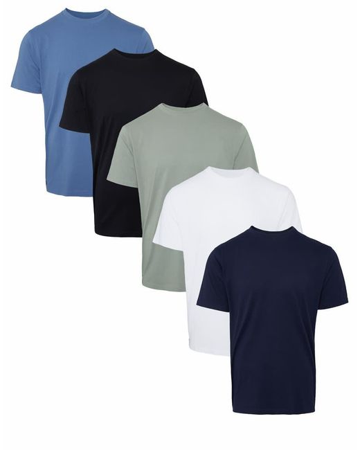 Threadbare Blue 5-Pack 'Coretta' Short Sleeve Cotton T-Shirts for men