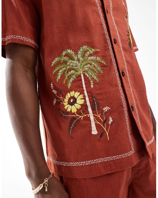 River Island Embroidered Shirt Co-ord for men