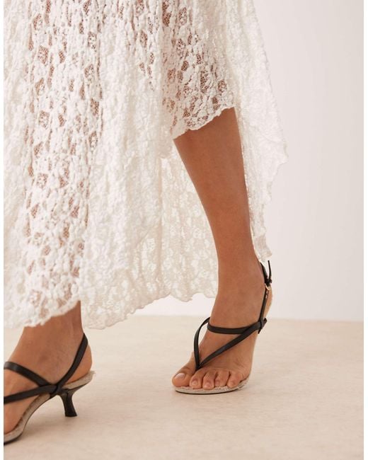 Mango Natural Lace Slip Midi Dress With Detachable Body Suit