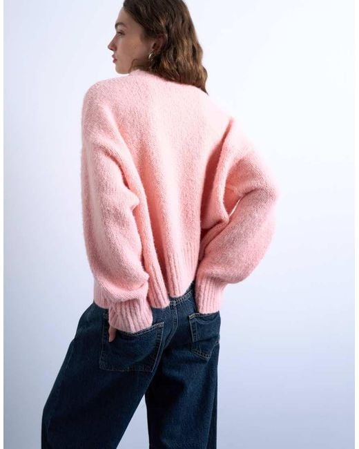 TOPSHOP Pink Knitted Wool Blend Fluffy Ultimate Jumper