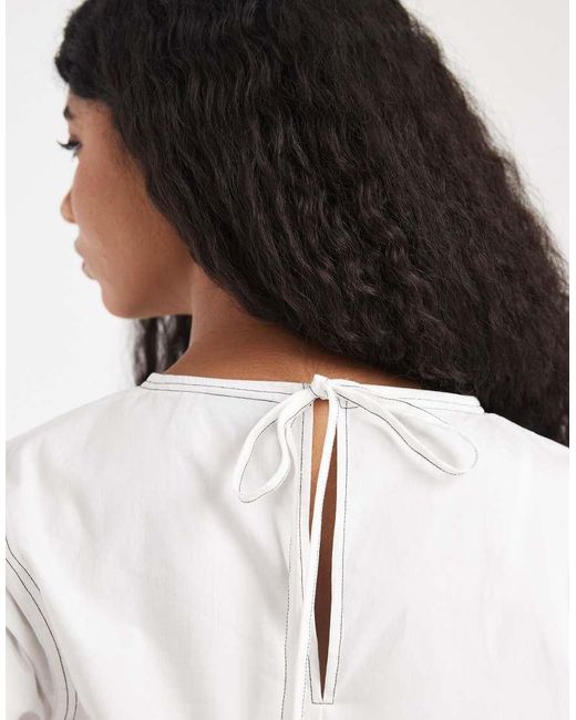ASOS White Contrast Stitch Peplum Top