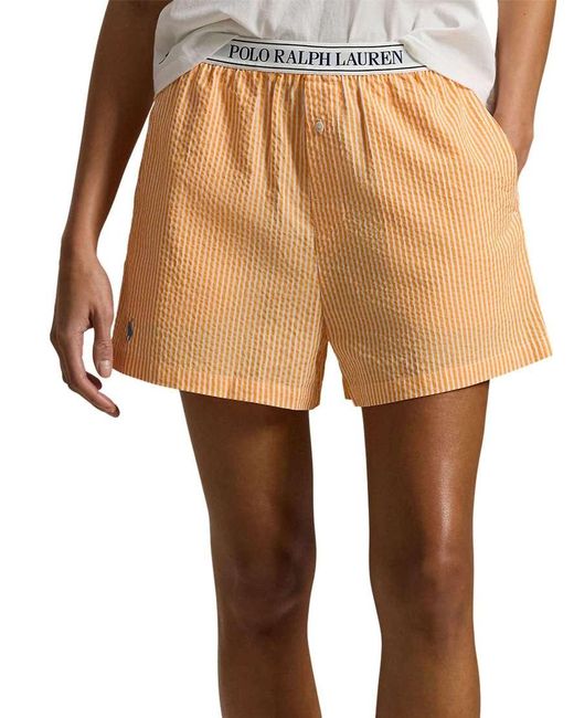 Polo Ralph Lauren White Seersucker Separate Sleep Boxer With Elastic