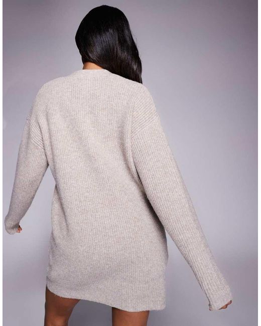 Aria Cove Purple Knitted Oversized Pocket Front Cardigan Mini Jumper Dress