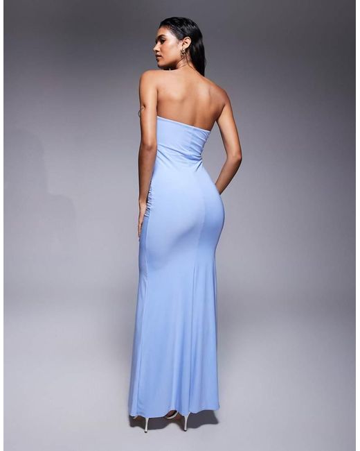 Fashionkilla Blue Double Sculpted Slinky Bandeau Mermaid Hem Starfish Metal Detail Maxi Dress
