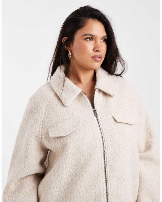 ONLY Natural Zip Through Boucle Jacket