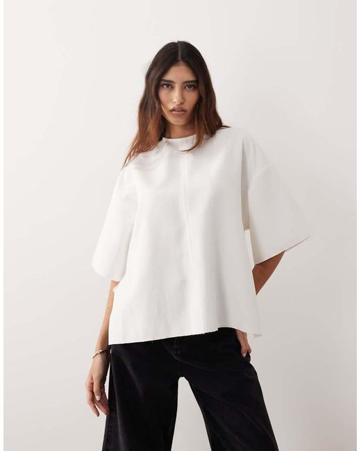 ARRANGE Natural Boxy Seam Top With Tie Back Detail