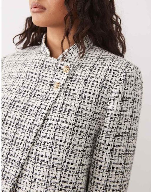 Miss Selfridge Gray Clean Mandarin Crop Blazer
