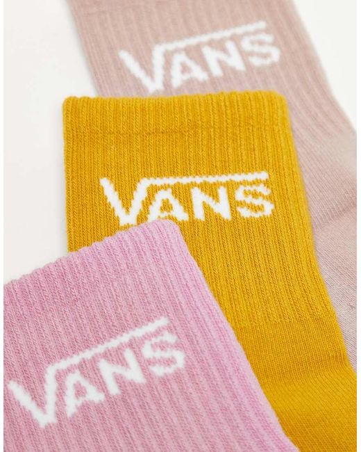 Pack De 3 Calcetines Deportivos De Tonos Pastel De Media Caña Clásicos De -Rosa Vans de color Pink