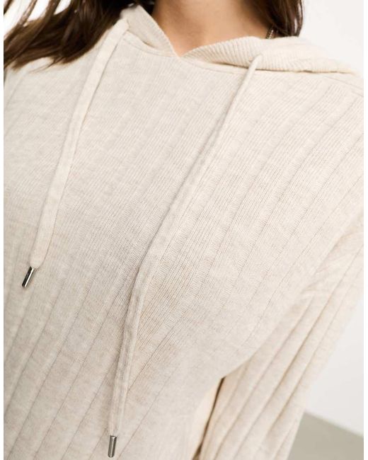 Sudadera Con Capucha De Punto Acanalado De (Parte De Un Conjunto)-Blanco ONLY de color Natural