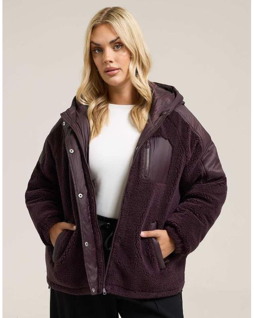 Yours Clothing Purple Teddy Borg Jacket