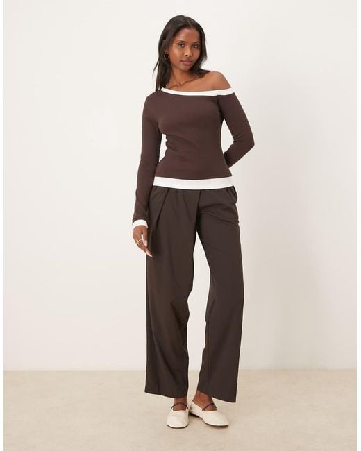 ASOS Brown Monochrome Double Layer Asymmetric Top