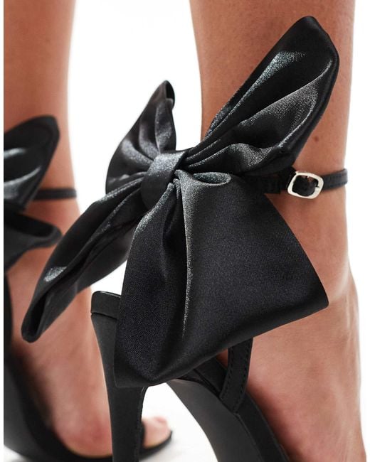 SIMMI Black Simmi London Elyna Bow Back Barely There Heeled Sandals