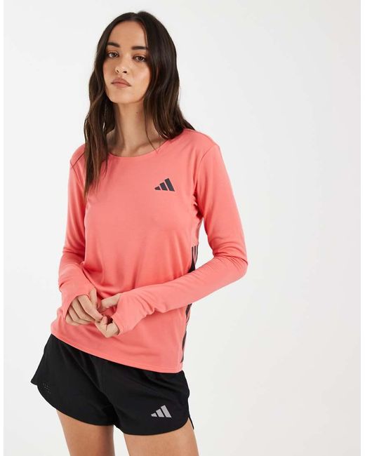 Adidas Originals Red Adizero Running Long Sleeve Tee