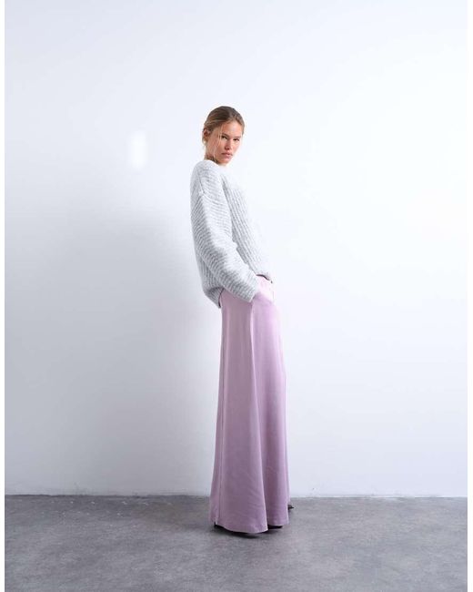 TOPSHOP Purple Extreme Wide Leg Satin Trouser