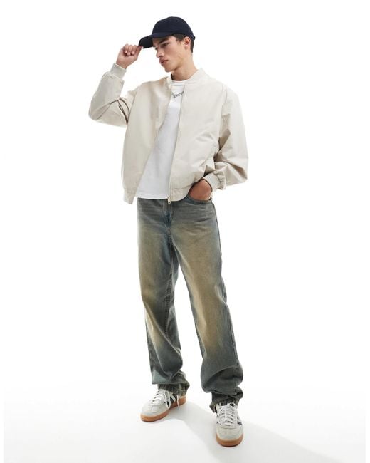 Jack & Jones White Oversized Bomber Jacket for men