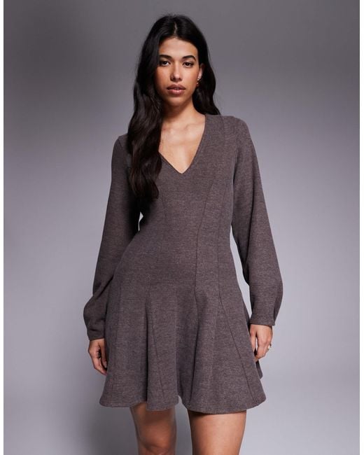 ASOS Purple Supersoft V Front Fit And Flare Mini Dress