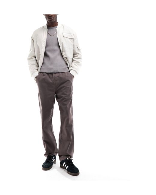Pantalon droit à enfiler avec taille élastique - marron ASOS pour homme en coloris Black
