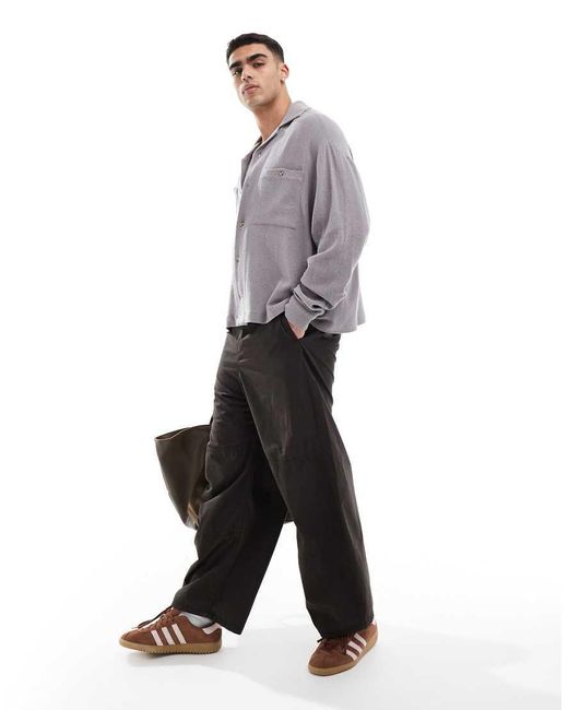 ASOS Recht Oversized Overhemd Met Textuur in het Gray voor heren