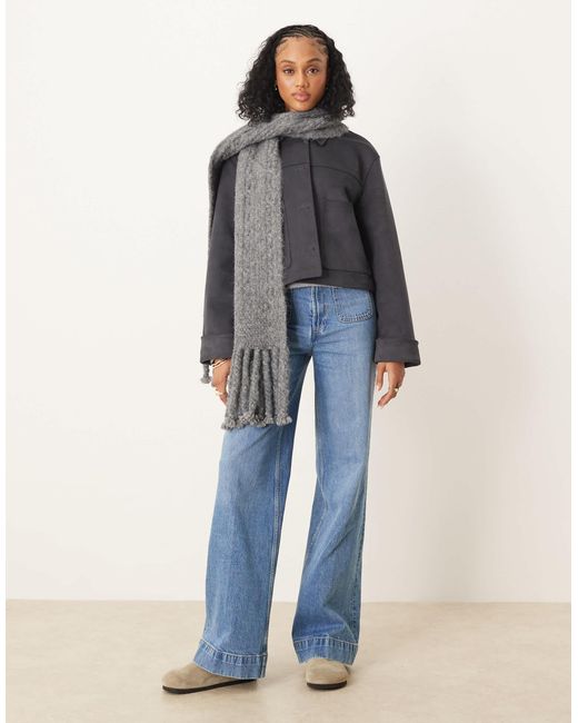 ASOS Gray Wool Mix Cable Knit Scarf